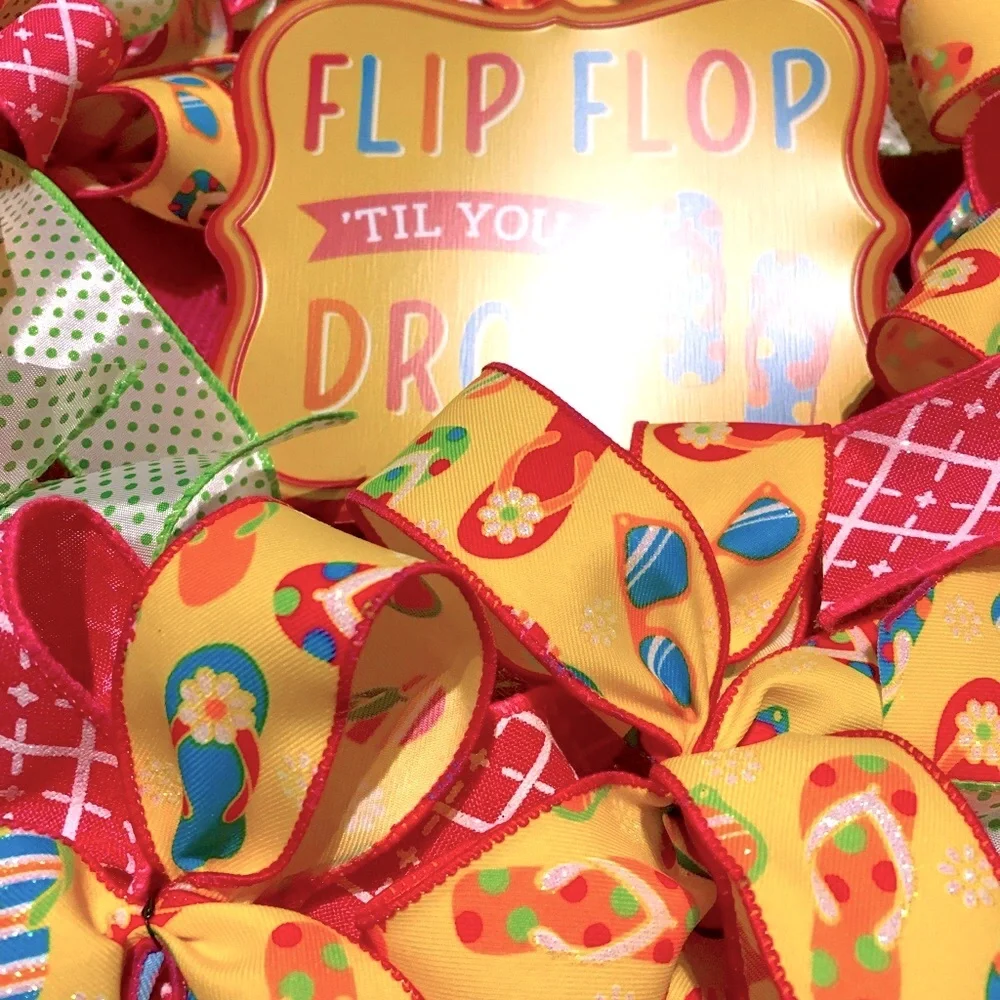 Beach Bears Wreath Flip Floppin Away Hand Crafted Beach Colorful FINAL SALE